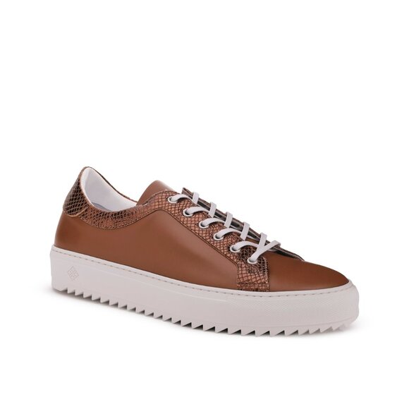 Mens Billy Leather Low Top Sneaker in Royal Cognac - Picture 2 of 5
